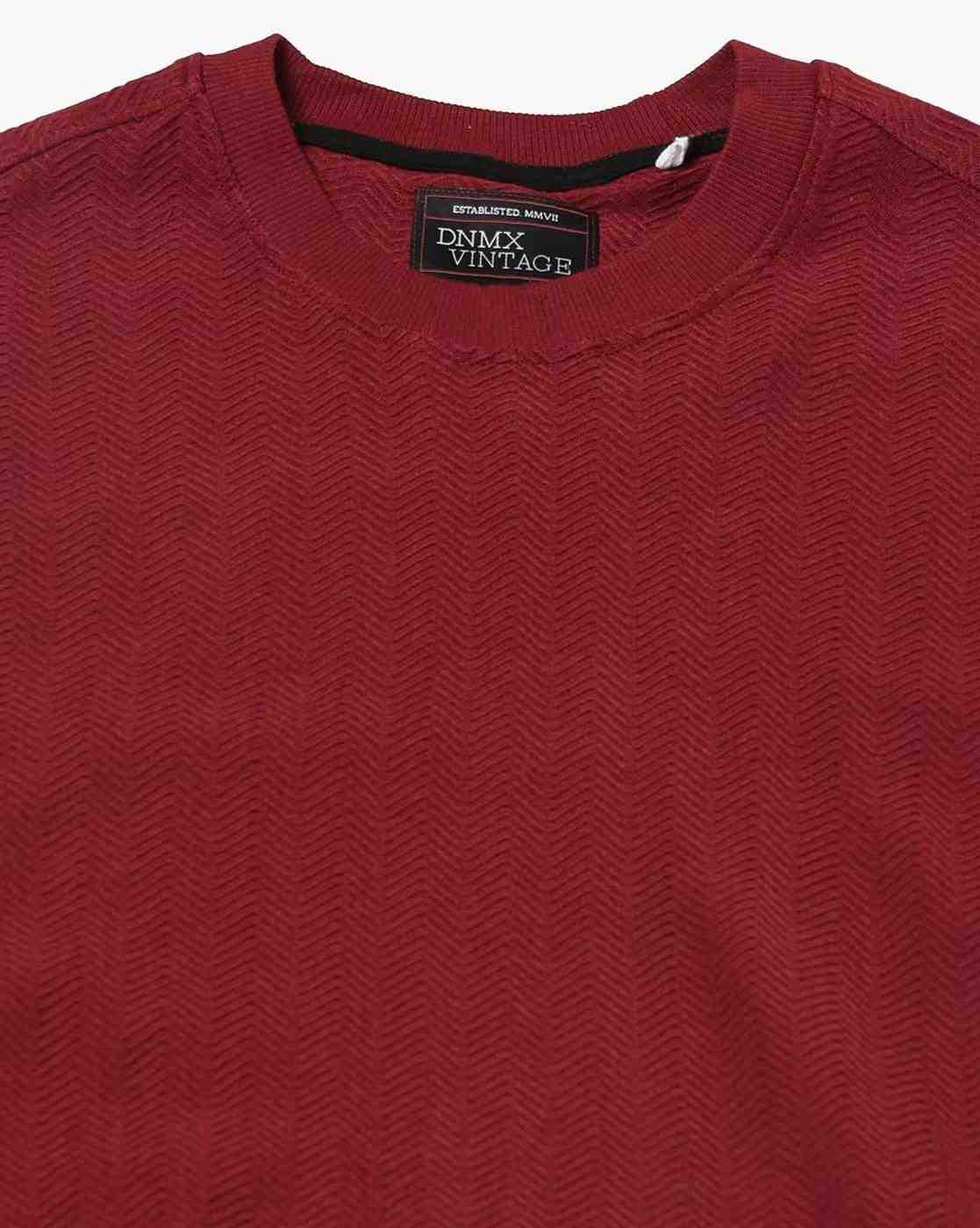 DNMX | Men Chevron Pattern Boxy Fit Crew-Neck T-Shirt|4