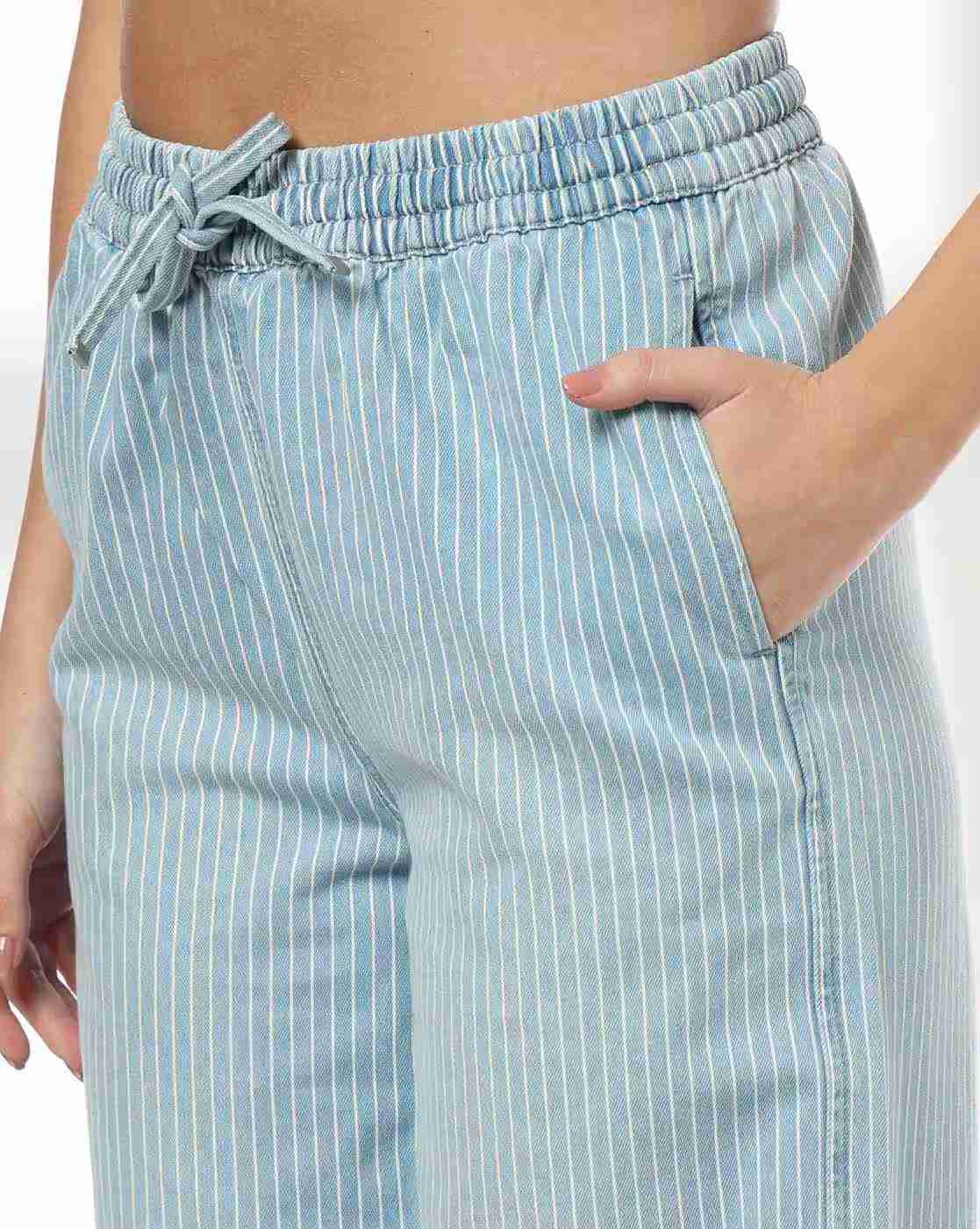 DNMX | Women Striped Wide-Leg Palazzos|3