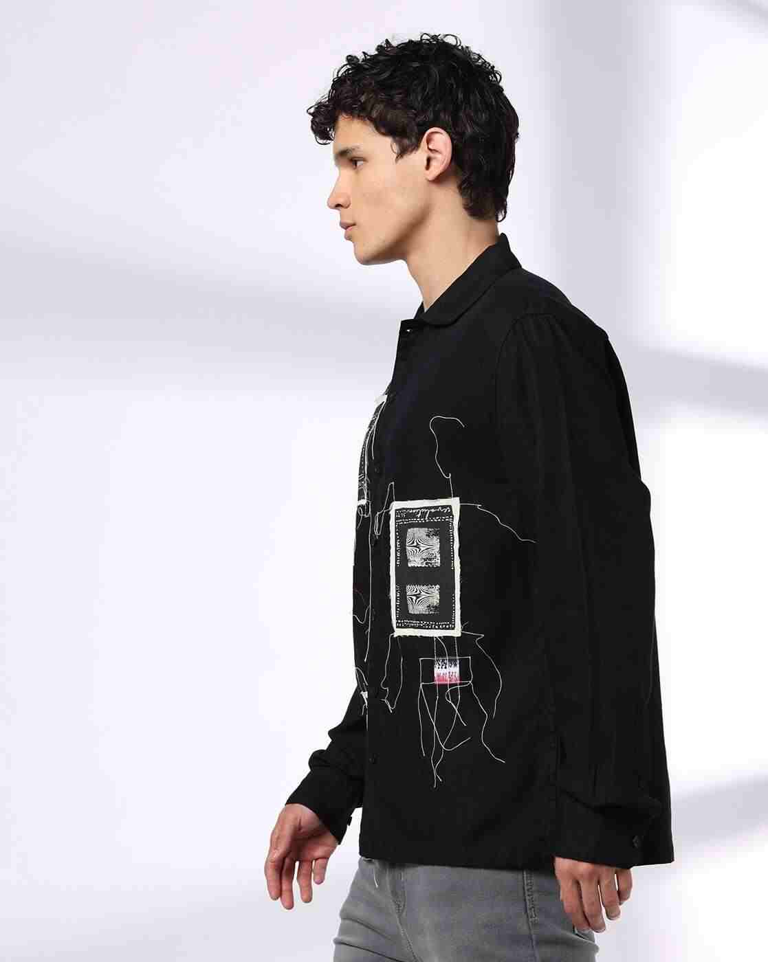 DNMX | Men Printed Relaxed Fit Shirt with Patch Pocket