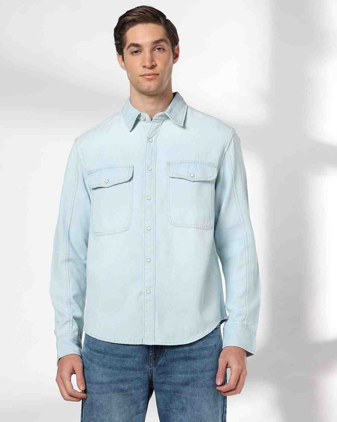 DNMX | Men Washed Regular Fit Denim Shirt|3