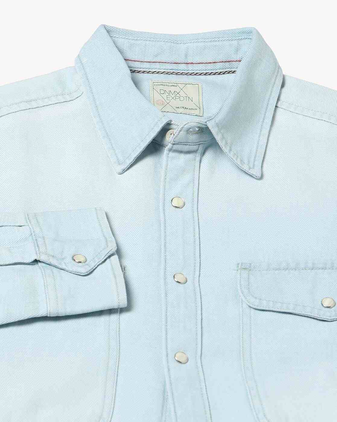DNMX | Men Washed Regular Fit Denim Shirt|6