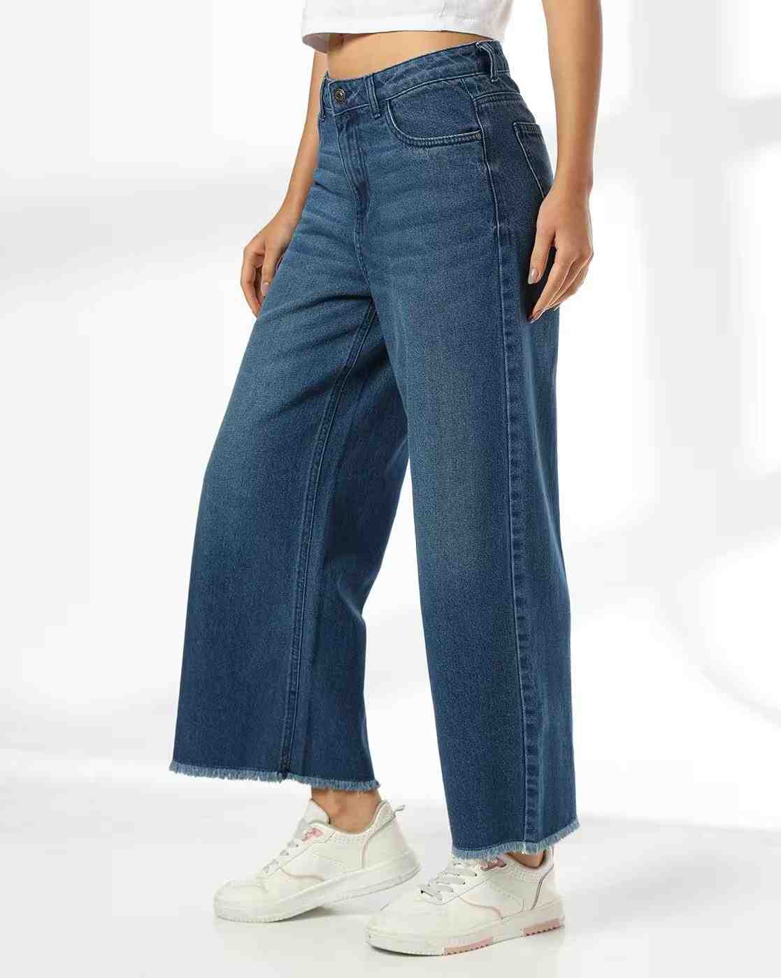 DNMX | Women Mid-Rise Wide Jeans|1