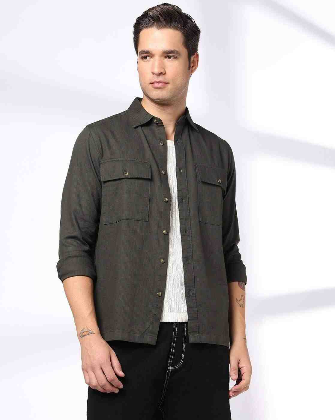 DNMX | Men Regular Fit Shirt with Flap Pockets|0