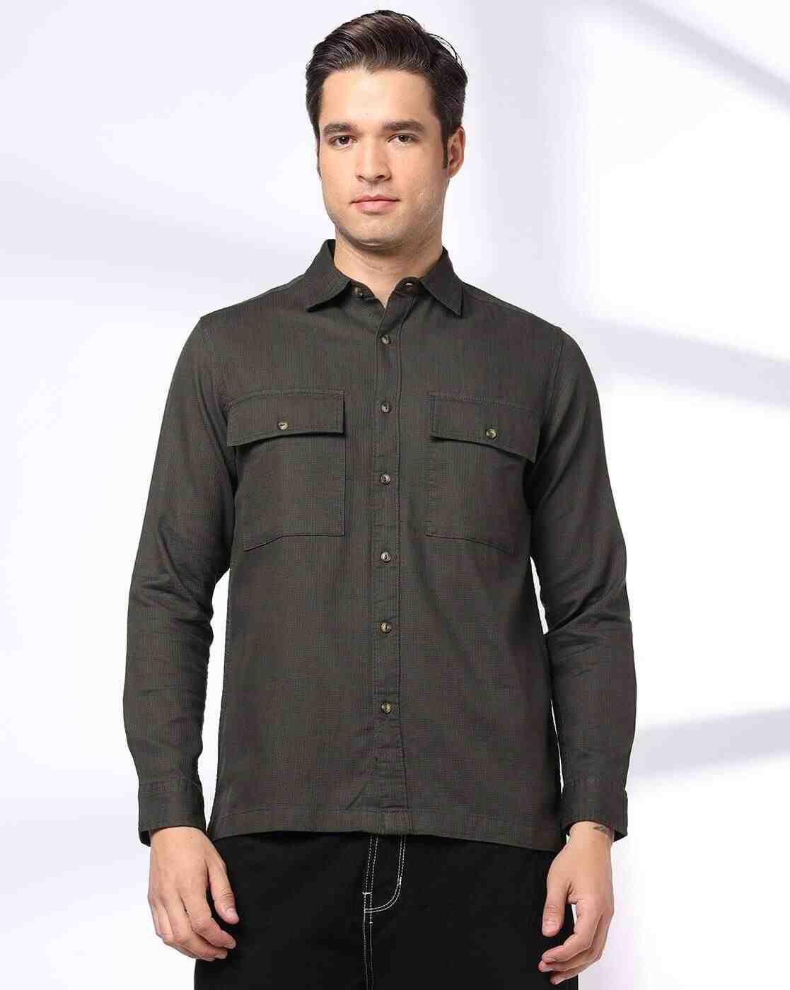DNMX | Men Regular Fit Shirt with Flap Pockets|3
