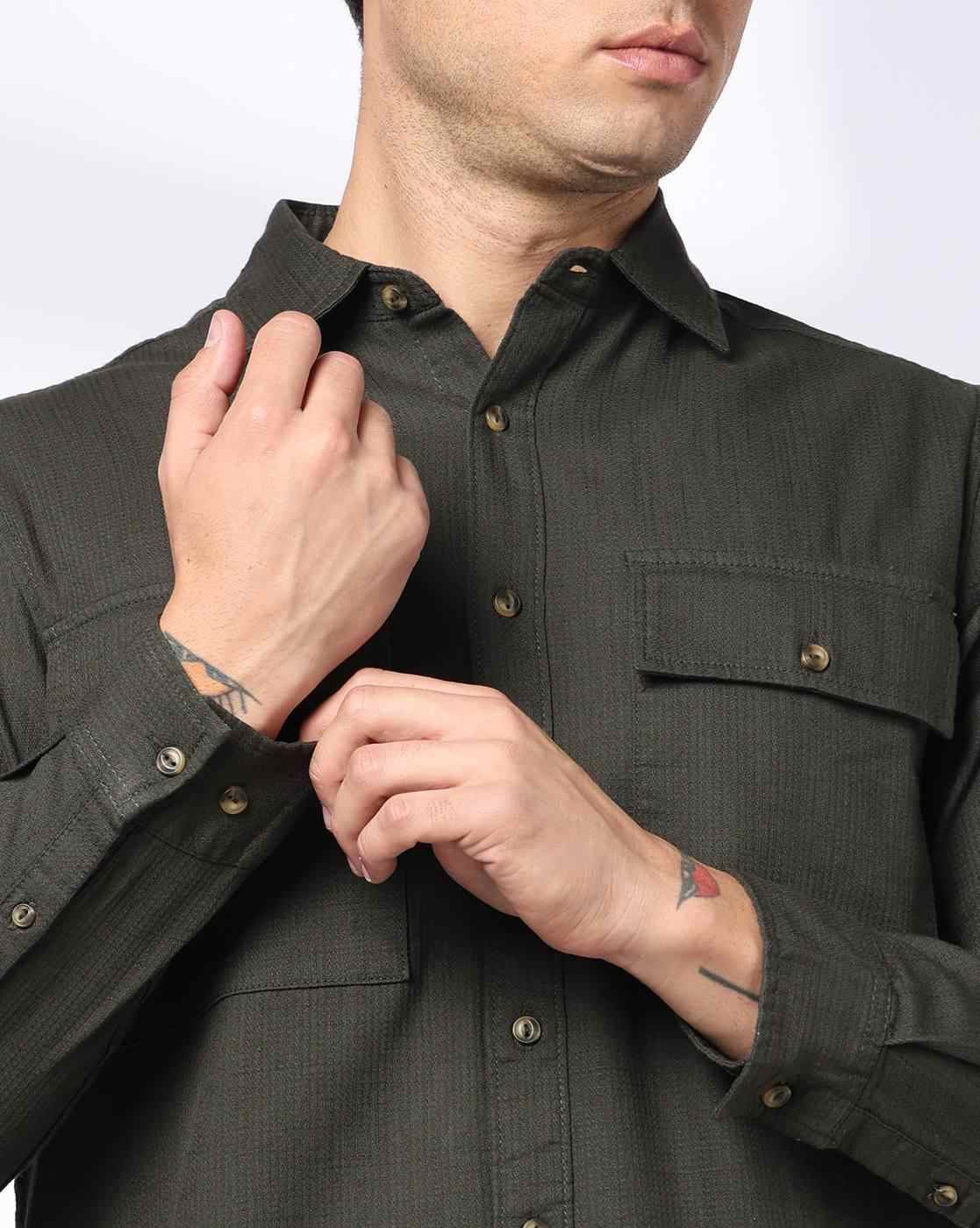 DNMX | Men Regular Fit Shirt with Flap Pockets|5