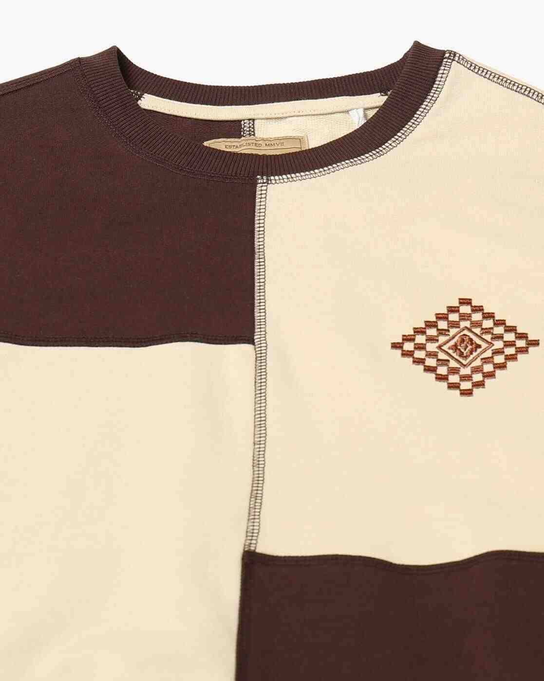 DNMX | Men Colourblock Relaxed Fit Crew-Neck T-Shirt|4