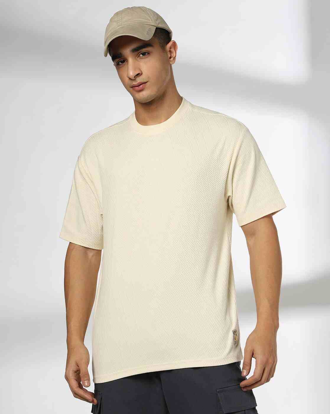 Men Striped Relaxed Fit Crew-Neck T-Shirt