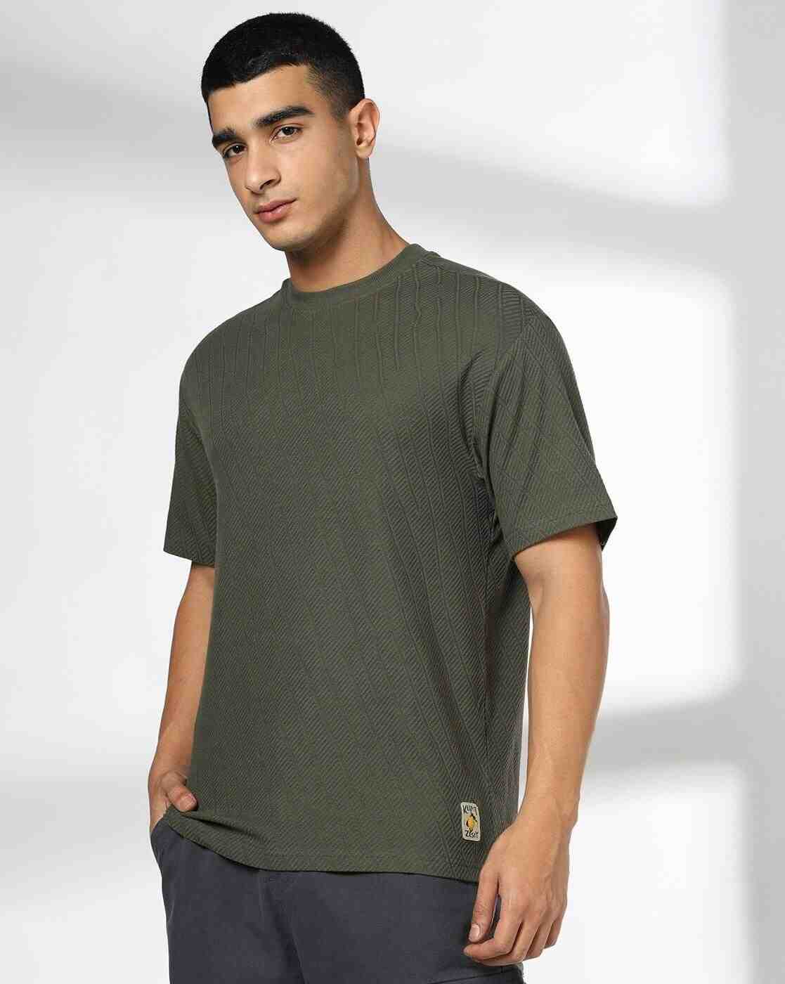 DNMX | Men Striped Relaxed Fit Crew-Neck T-Shirt|0