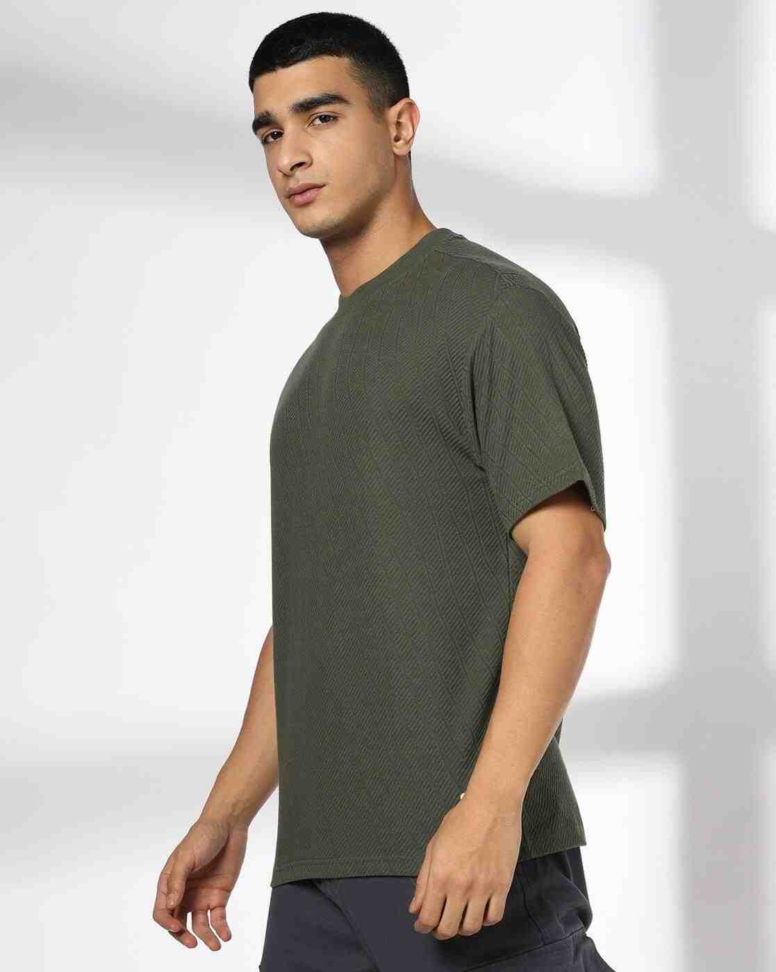 DNMX | Men Striped Relaxed Fit Crew-Neck T-Shirt|1
