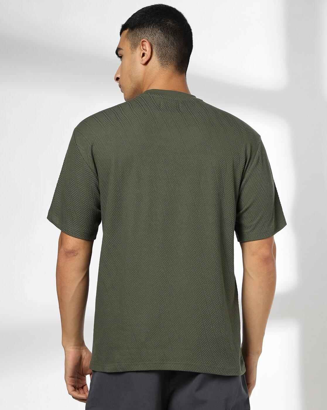 DNMX | Men Striped Relaxed Fit Crew-Neck T-Shirt|2