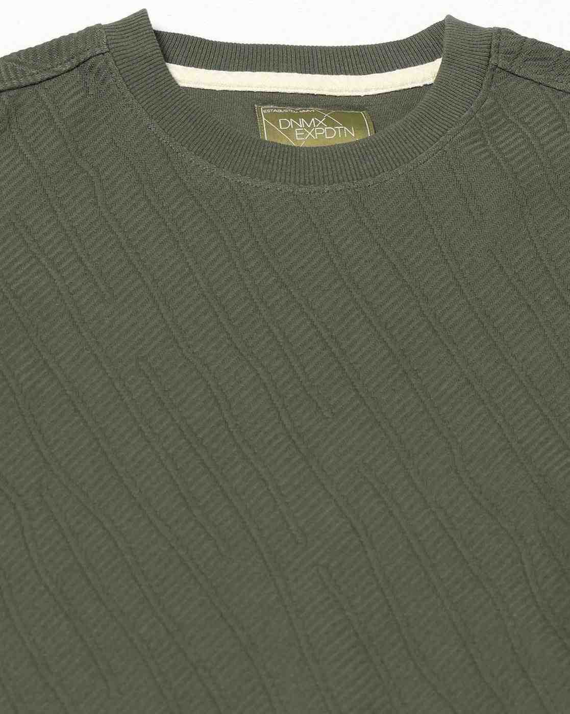 DNMX | Men Striped Relaxed Fit Crew-Neck T-Shirt|4