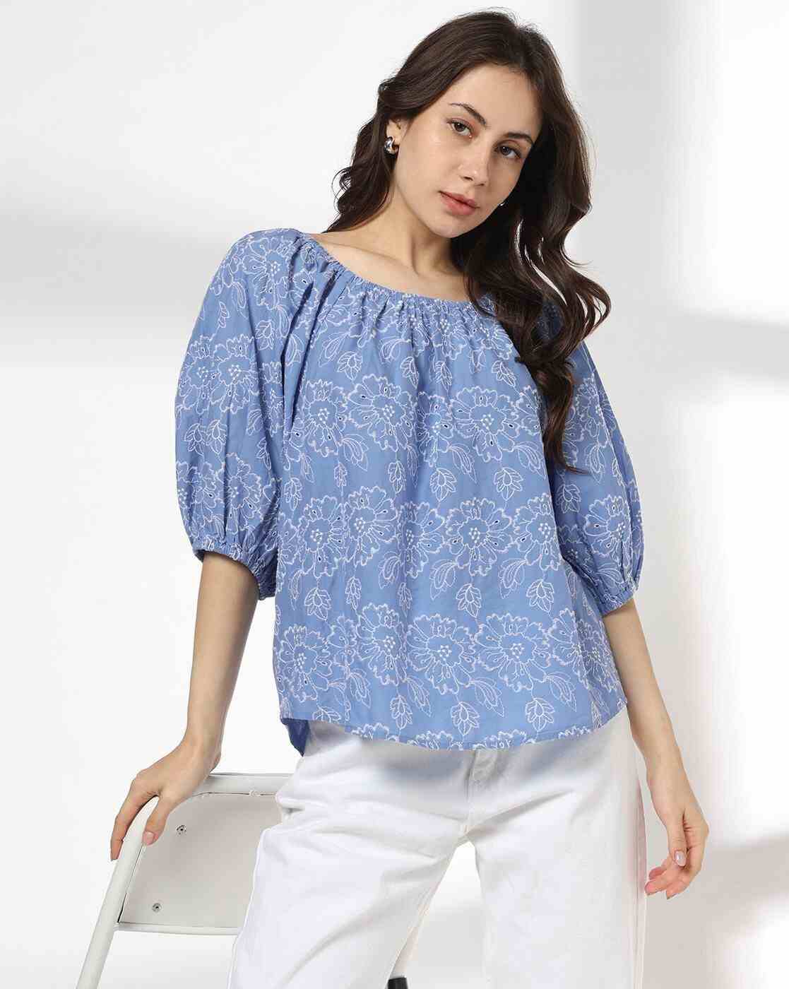 DNMX | Women Schifilli Embroidered Regular Fit Top|0