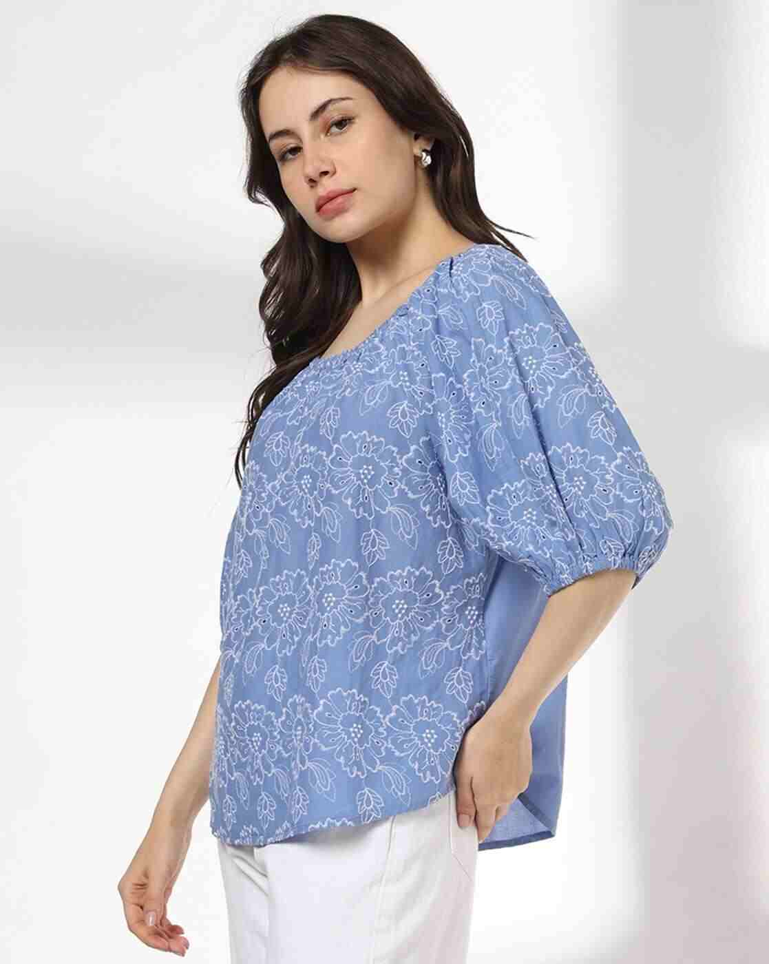 DNMX | Women Schifilli Embroidered Regular Fit Top|1