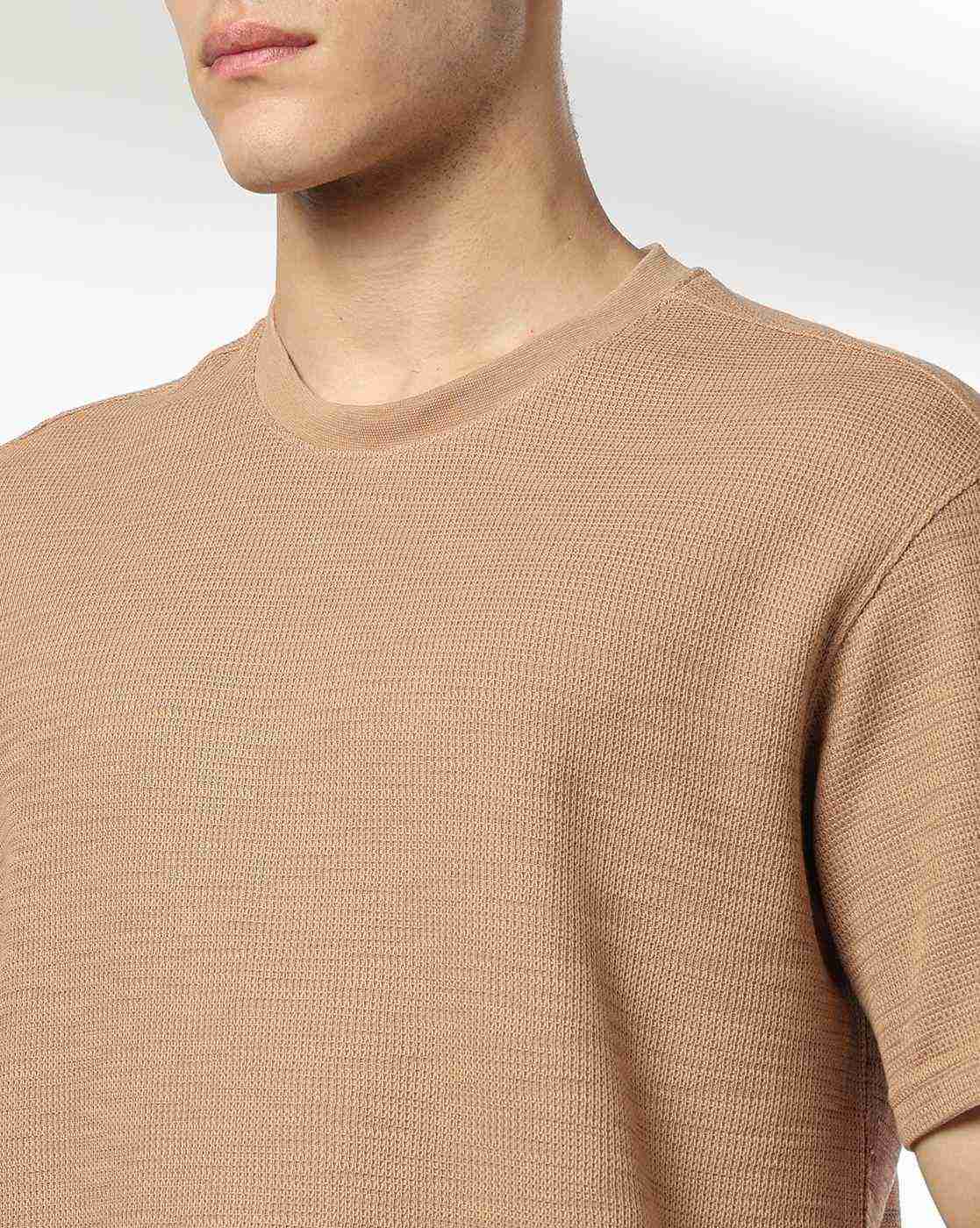 DNMX | Men Ribbed Relaxed Fit Crew-Neck T-Shirt|3