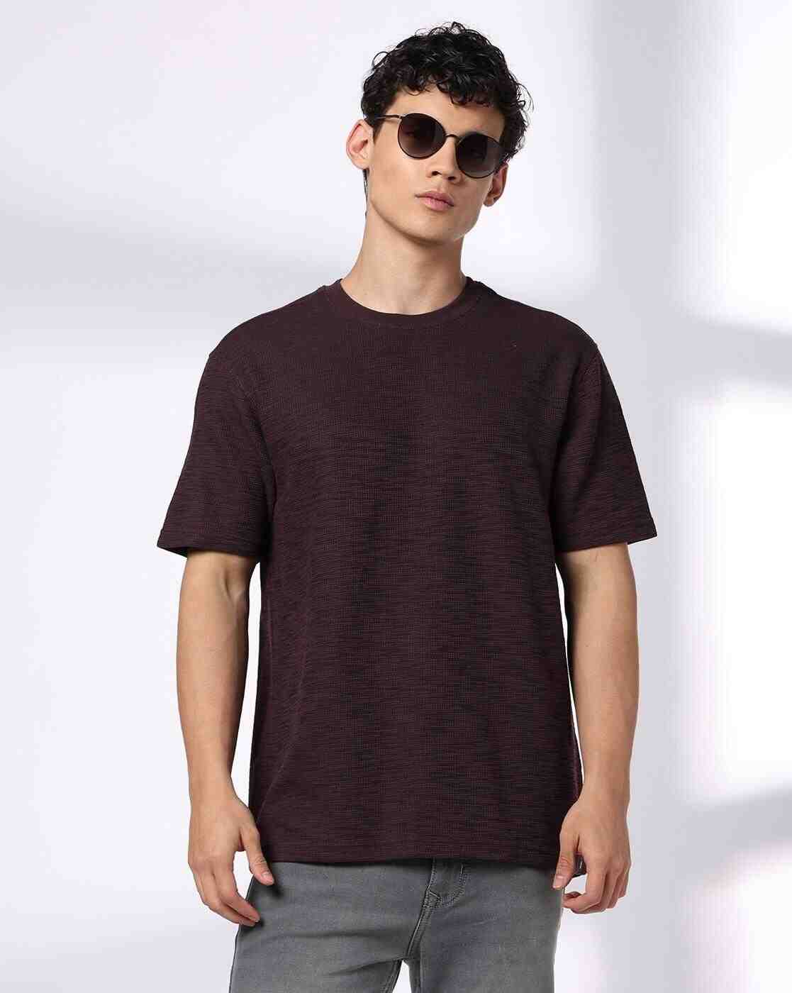 Men Ribbed Relaxed Fit Crew-Neck T-Shirt