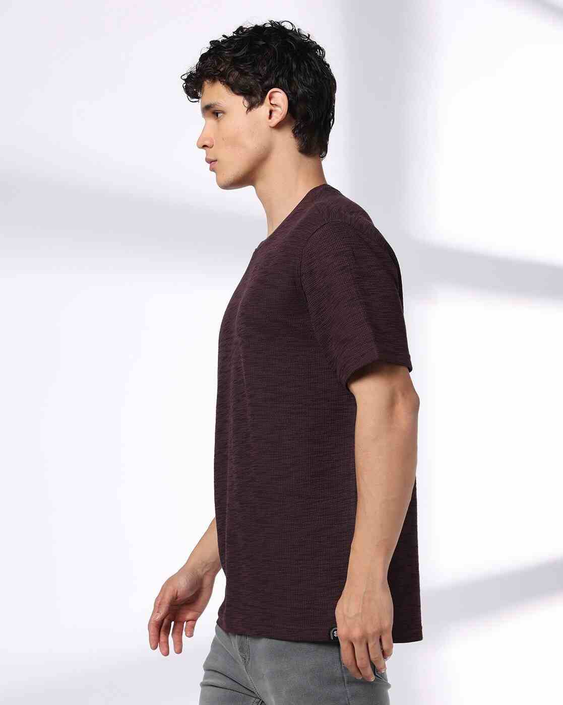 DNMX | Men Ribbed Relaxed Fit Crew-Neck T-Shirt|1