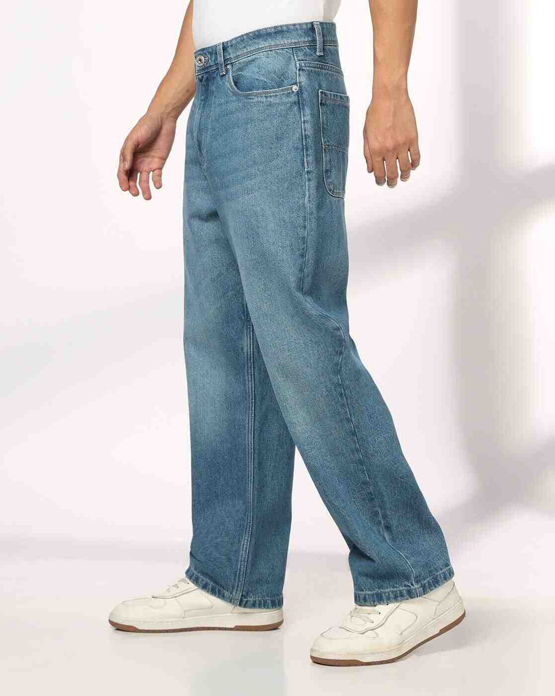 DNMX | Men Mid-Wash Baggy Fit Jeans|1