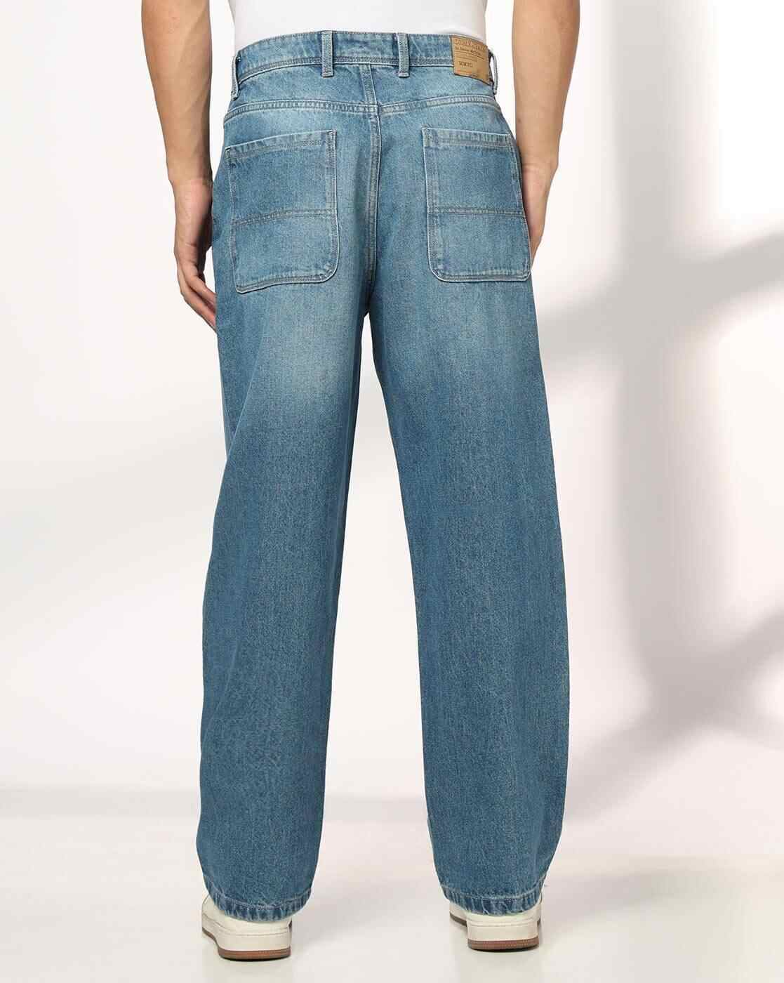 DNMX | Men Mid-Wash Baggy Fit Jeans|2