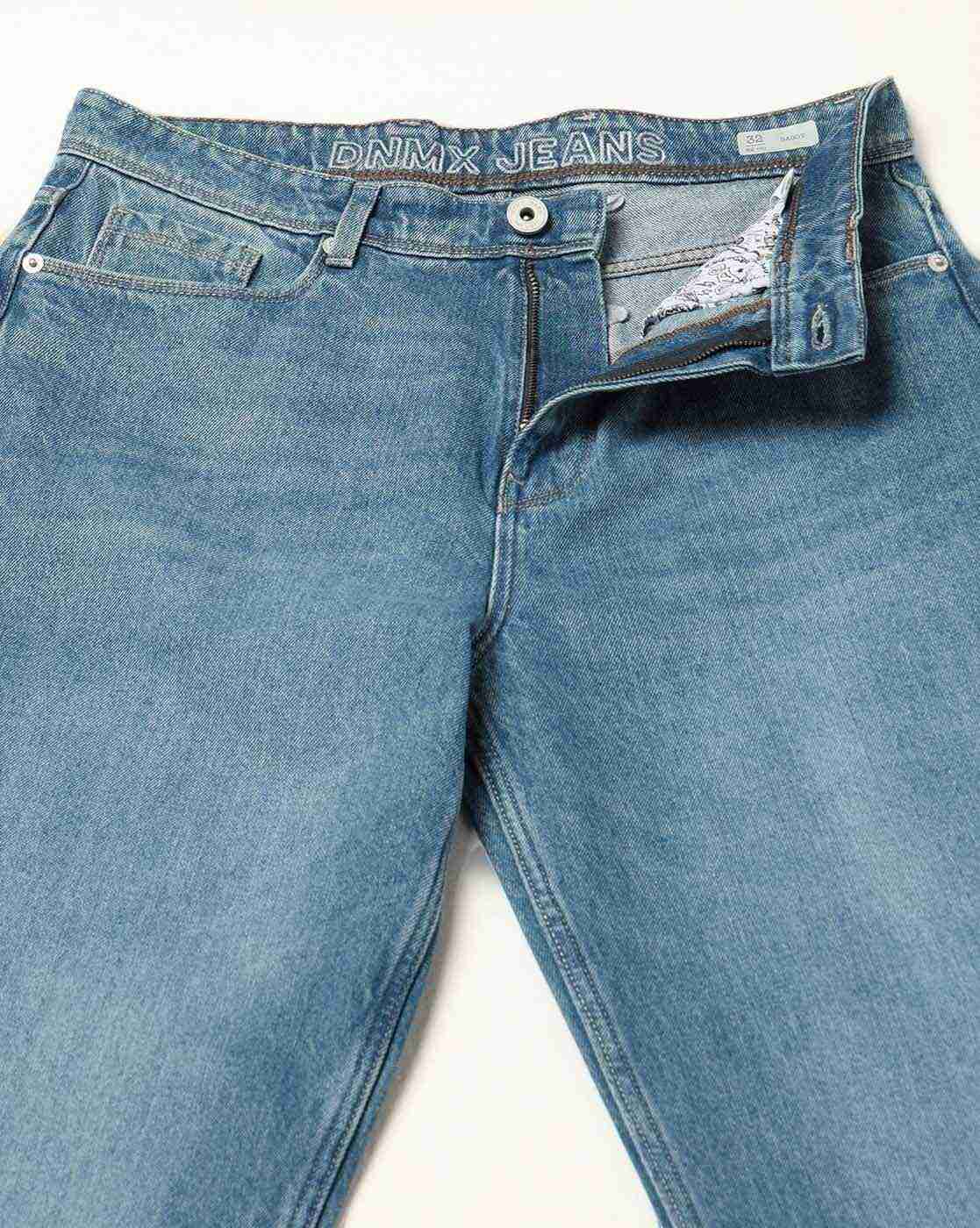DNMX | Men Mid-Wash Baggy Fit Jeans|5