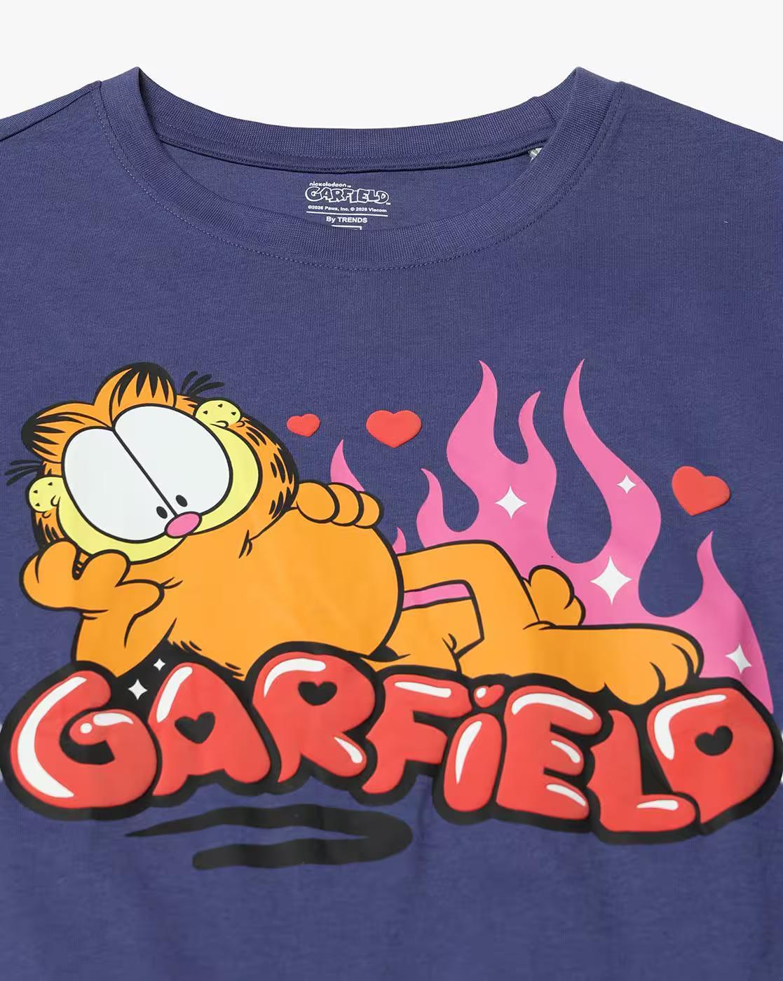 DNMX | Women Garfield Print Loose Fit Crew-Neck T-Shirt|4