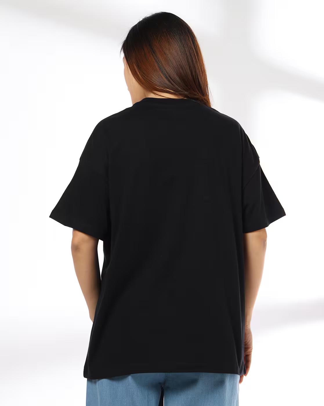 DNMX | Women Graphic Print Oversized Crew-Neck T-Shirt|2