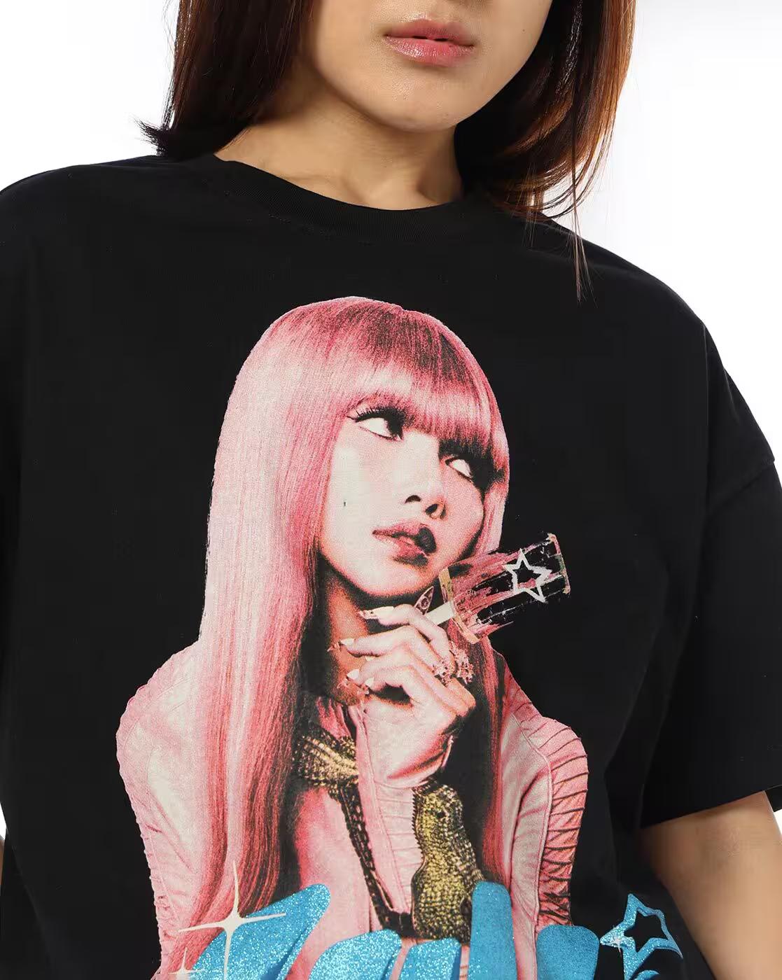 DNMX | Women Graphic Print Oversized Crew-Neck T-Shirt|3