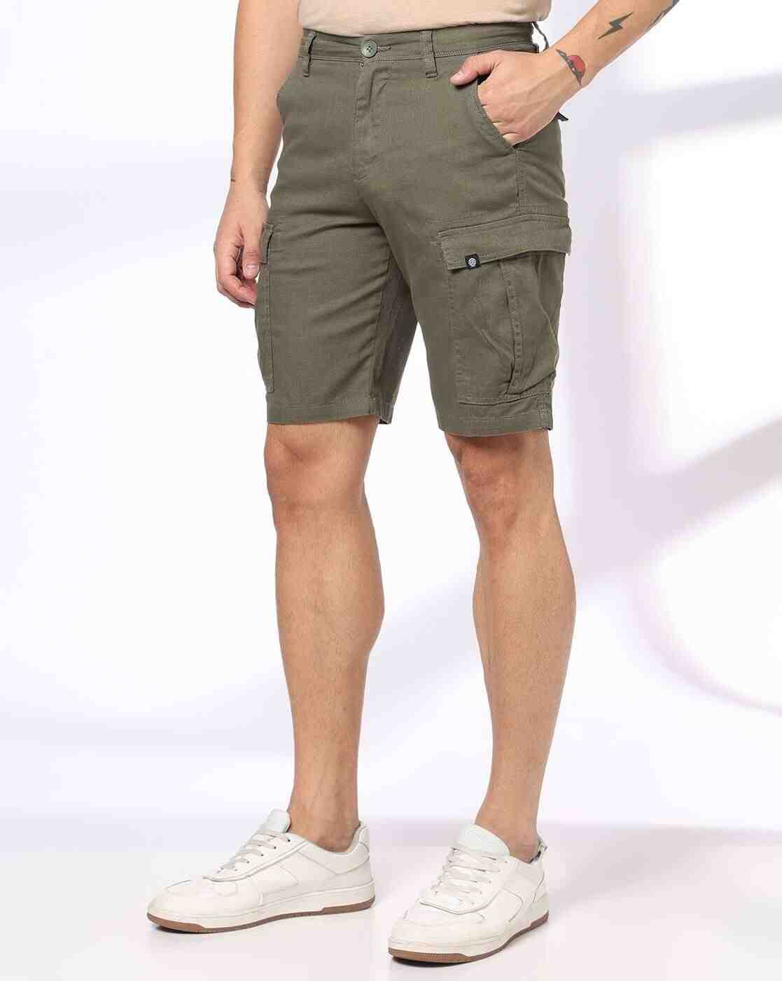 Men Regular Fit Flat-Front Cargo Shorts