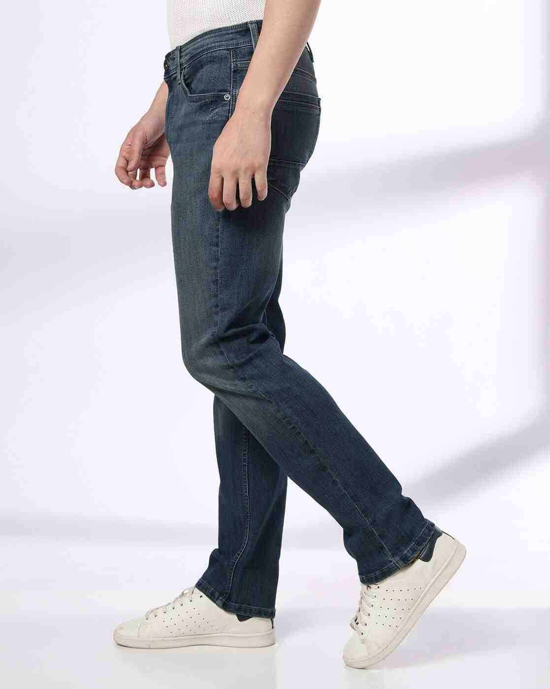 DNMX | Men Lightly Washed Straight Jeans|1