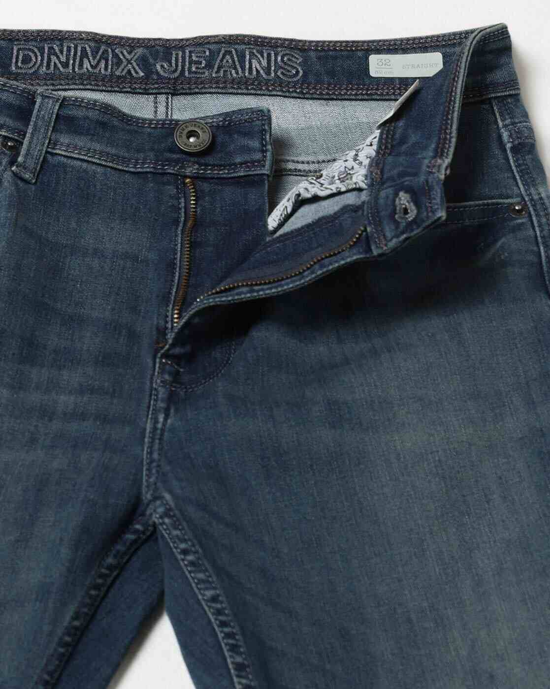 DNMX | Men Lightly Washed Straight Jeans|4