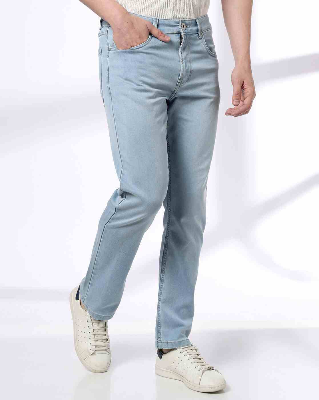 DNMX | Men Mid-Wash Straight Jeans|0