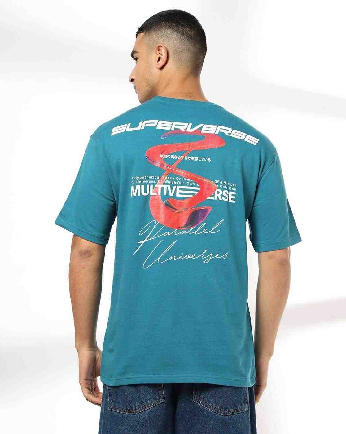 DNMX | Men Typographic Print Relaxed Fit Crew-Neck T-Shirt|2