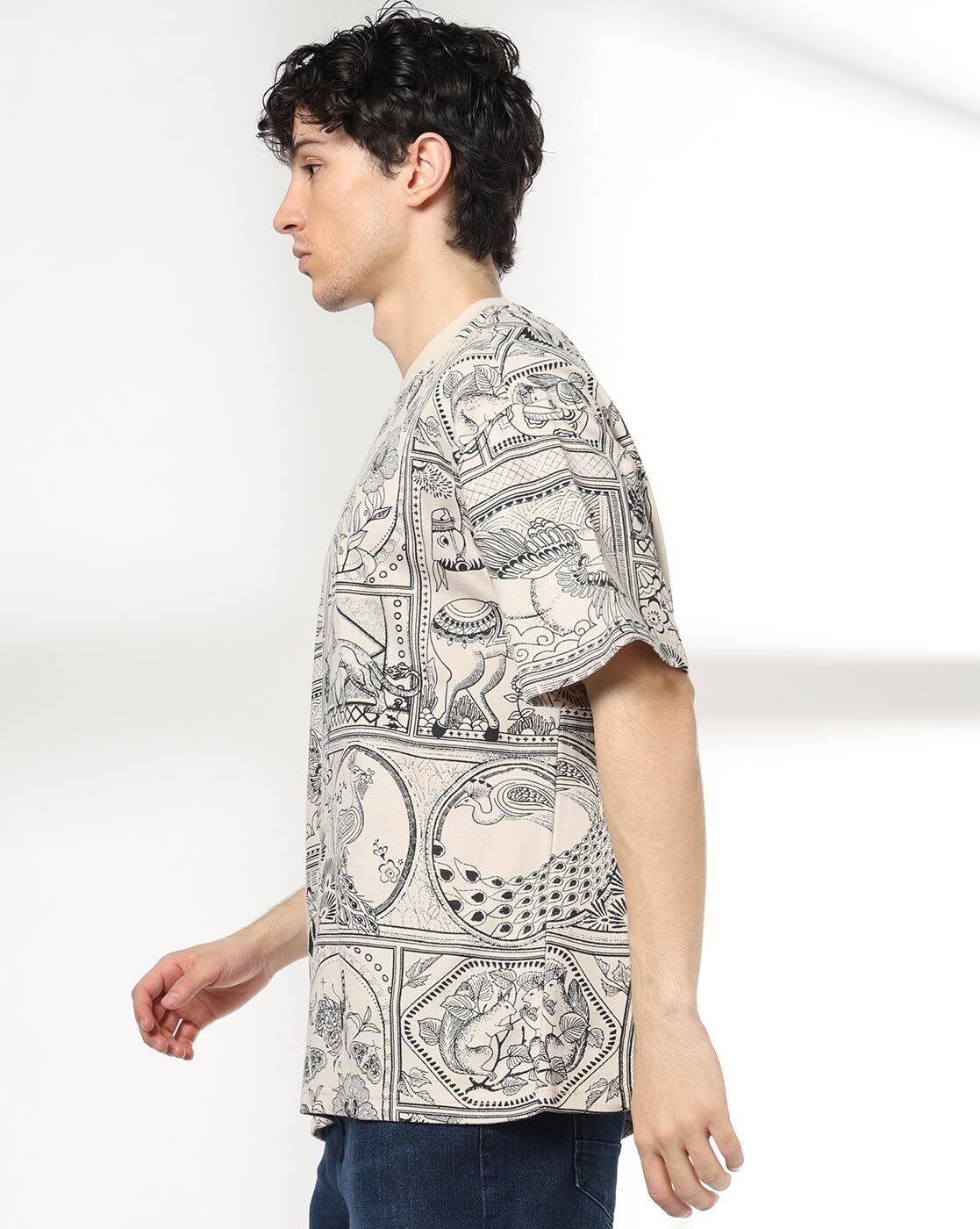 DNMX | Men All-Over Print Boxy Fit Crew-Neck T-Shirt|1