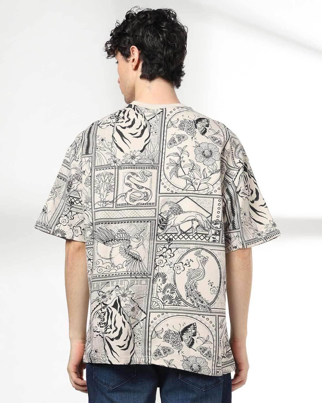 DNMX | Men All-Over Print Boxy Fit Crew-Neck T-Shirt|2