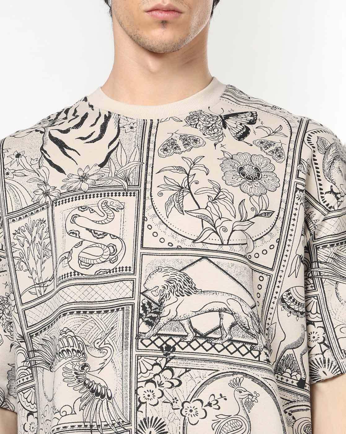 DNMX | Men All-Over Print Boxy Fit Crew-Neck T-Shirt|3
