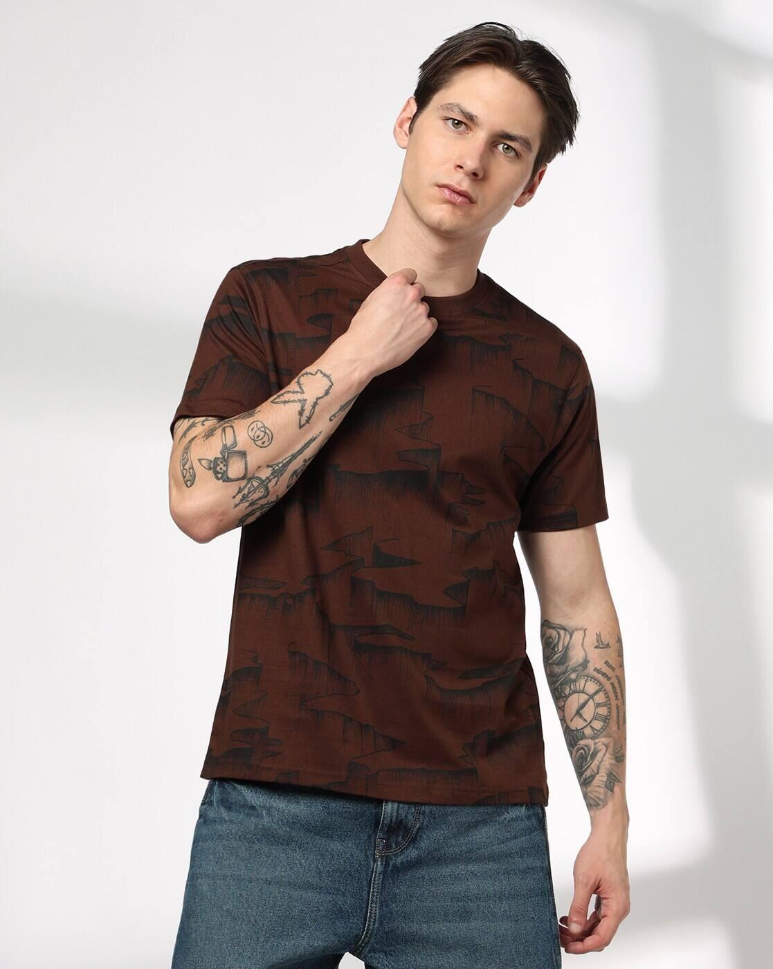 DNMX | Men Printed Regular Fit Crew-Neck T-Shirt|0