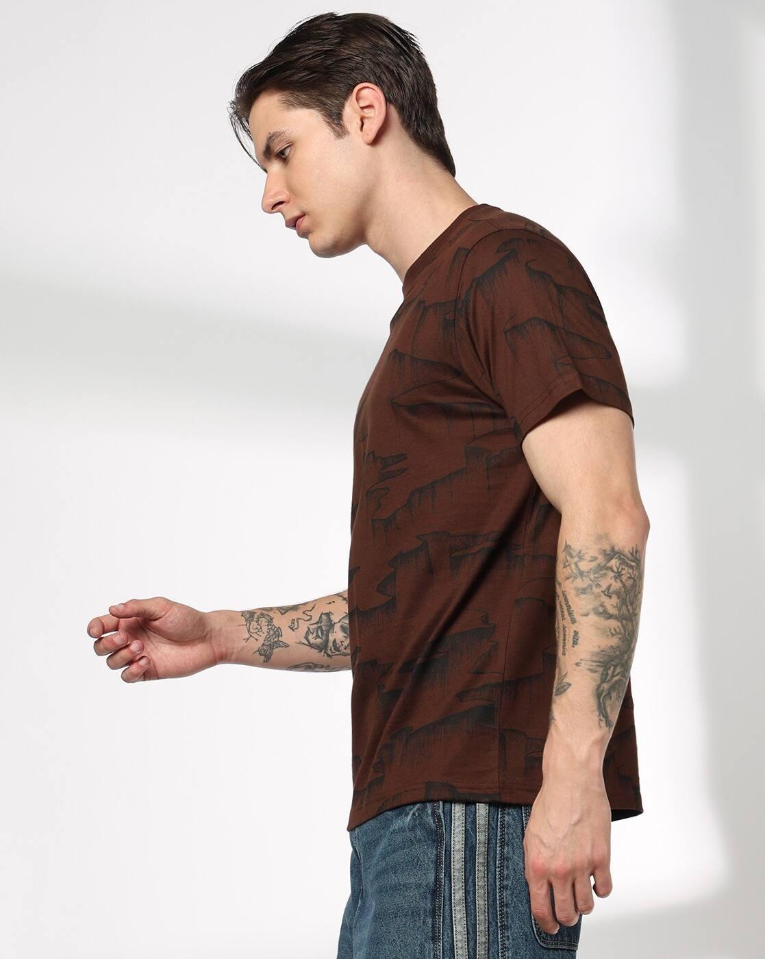 DNMX | Men Printed Regular Fit Crew-Neck T-Shirt|1