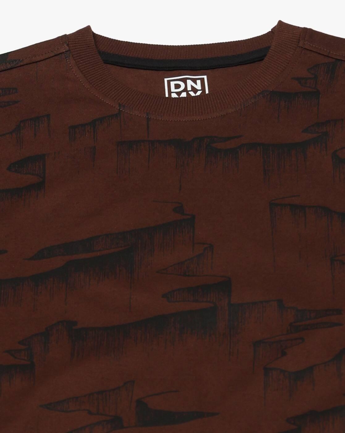 DNMX | Men Printed Regular Fit Crew-Neck T-Shirt|4