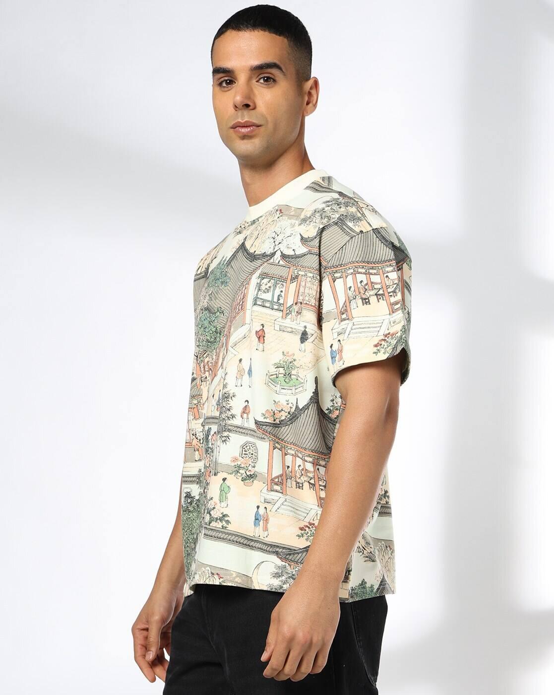DNMX | Men Graphic Print Boxy Fit Crew-Neck T-Shirt|1