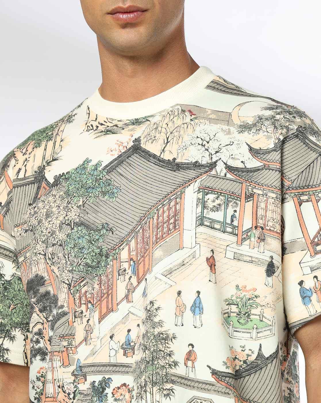DNMX | Men Graphic Print Boxy Fit Crew-Neck T-Shirt|3