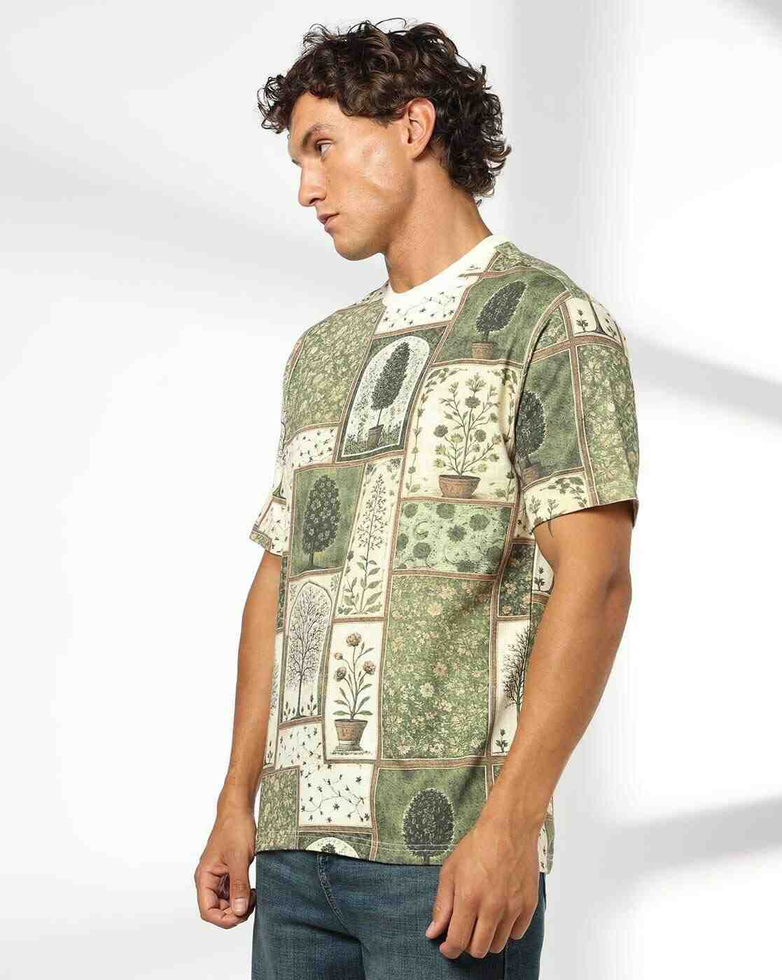 DNMX | Men Printed Relaxed Fit Crew-Neck T-Shirt|1