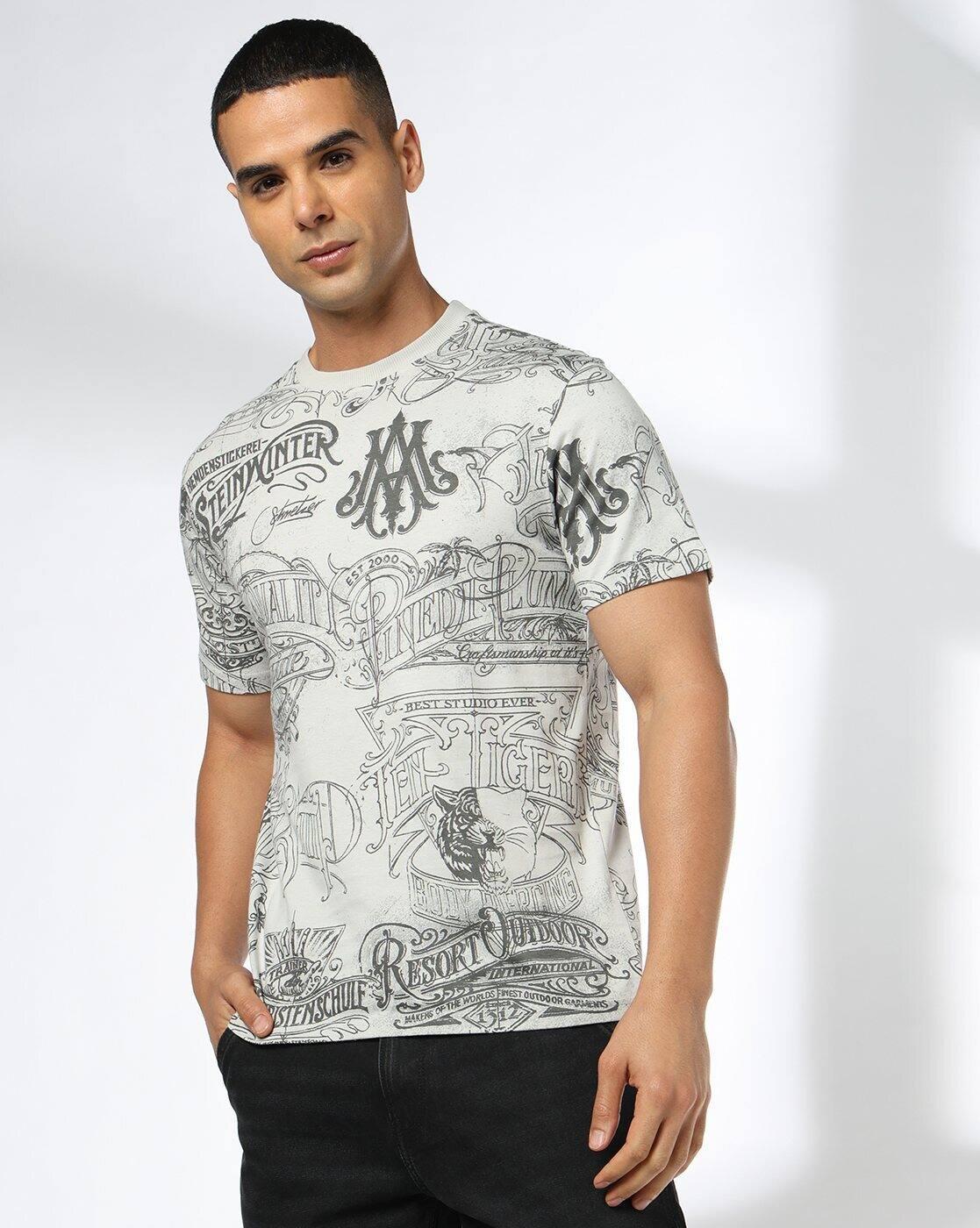 DNMX | Men Graphic Print Regular Fit Crew-Neck T-Shirt|0