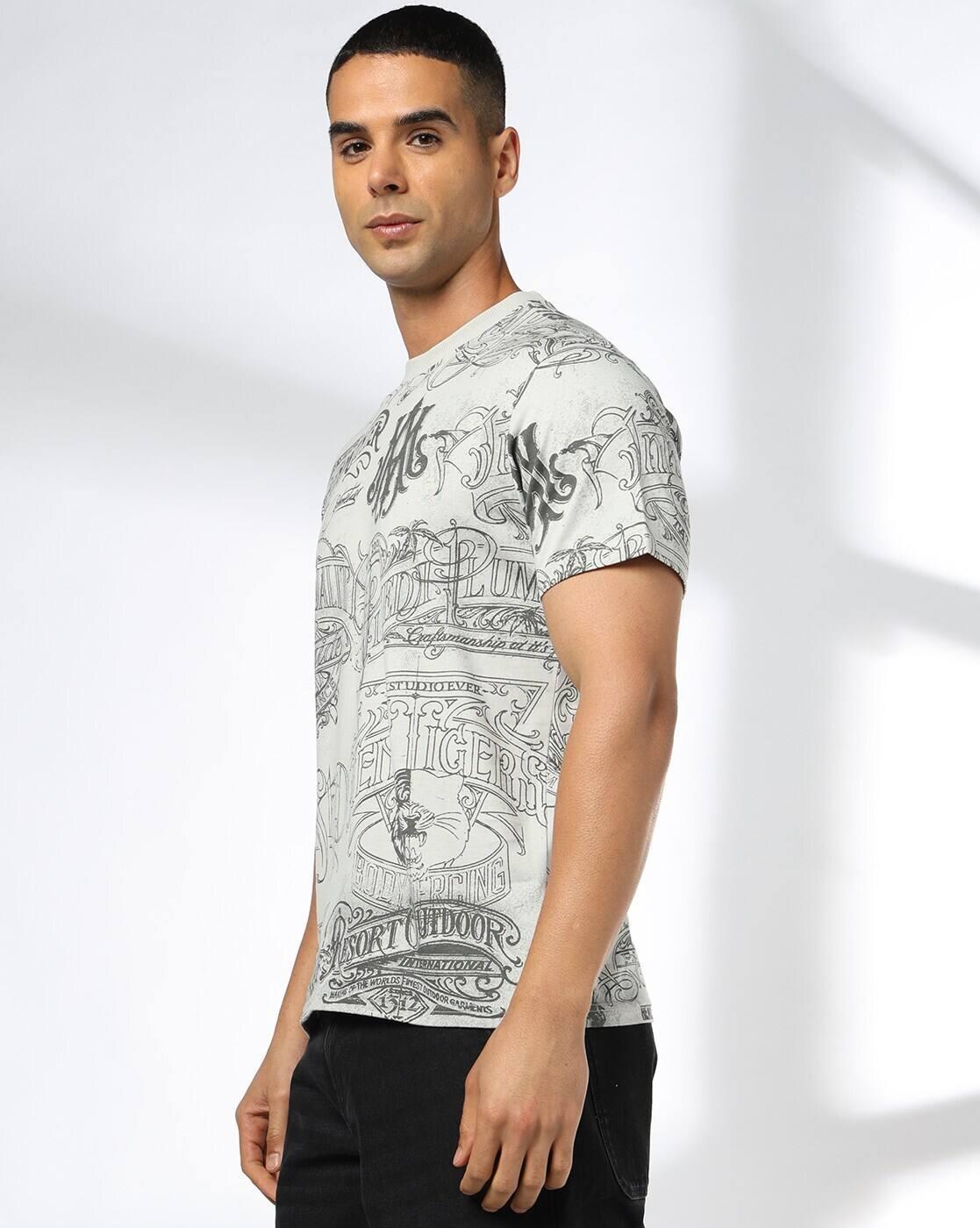 DNMX | Men Graphic Print Regular Fit Crew-Neck T-Shirt|1