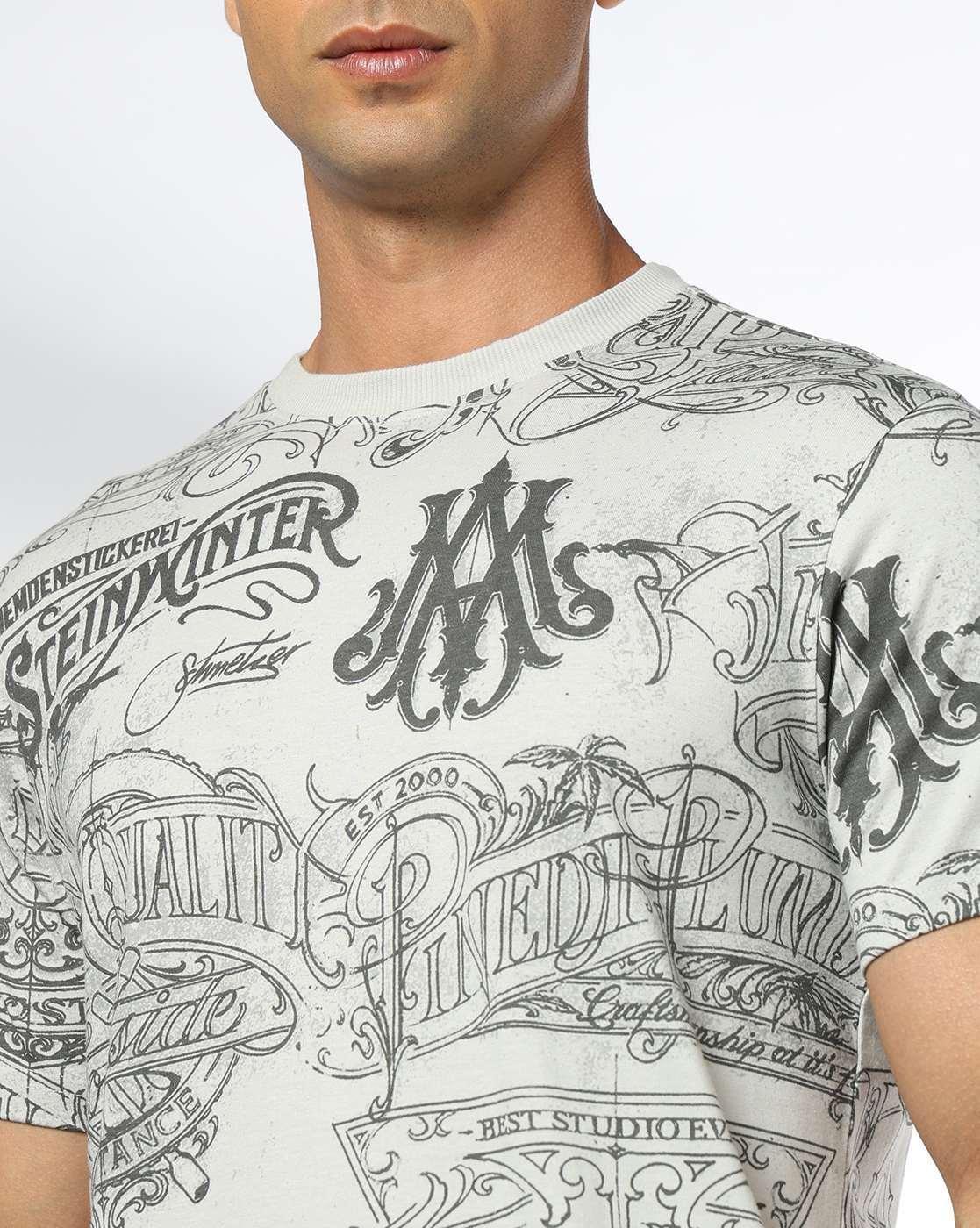 DNMX | Men Graphic Print Regular Fit Crew-Neck T-Shirt|3