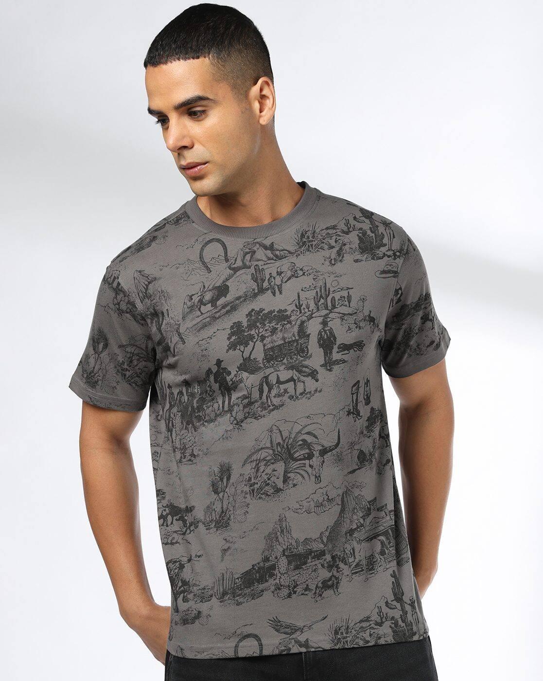 DNMX | Men Graphic Print Regular Fit Crew-Neck T-Shirt|0