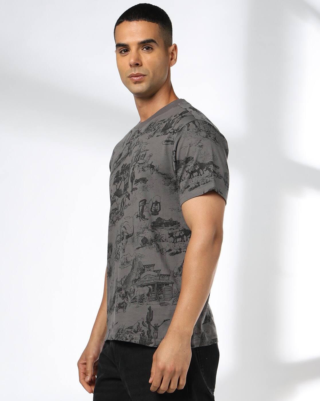 DNMX | Men Graphic Print Regular Fit Crew-Neck T-Shirt|1