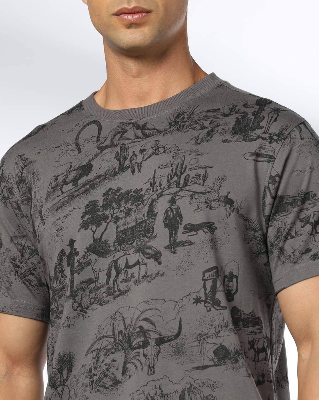 DNMX | Men Graphic Print Regular Fit Crew-Neck T-Shirt|3