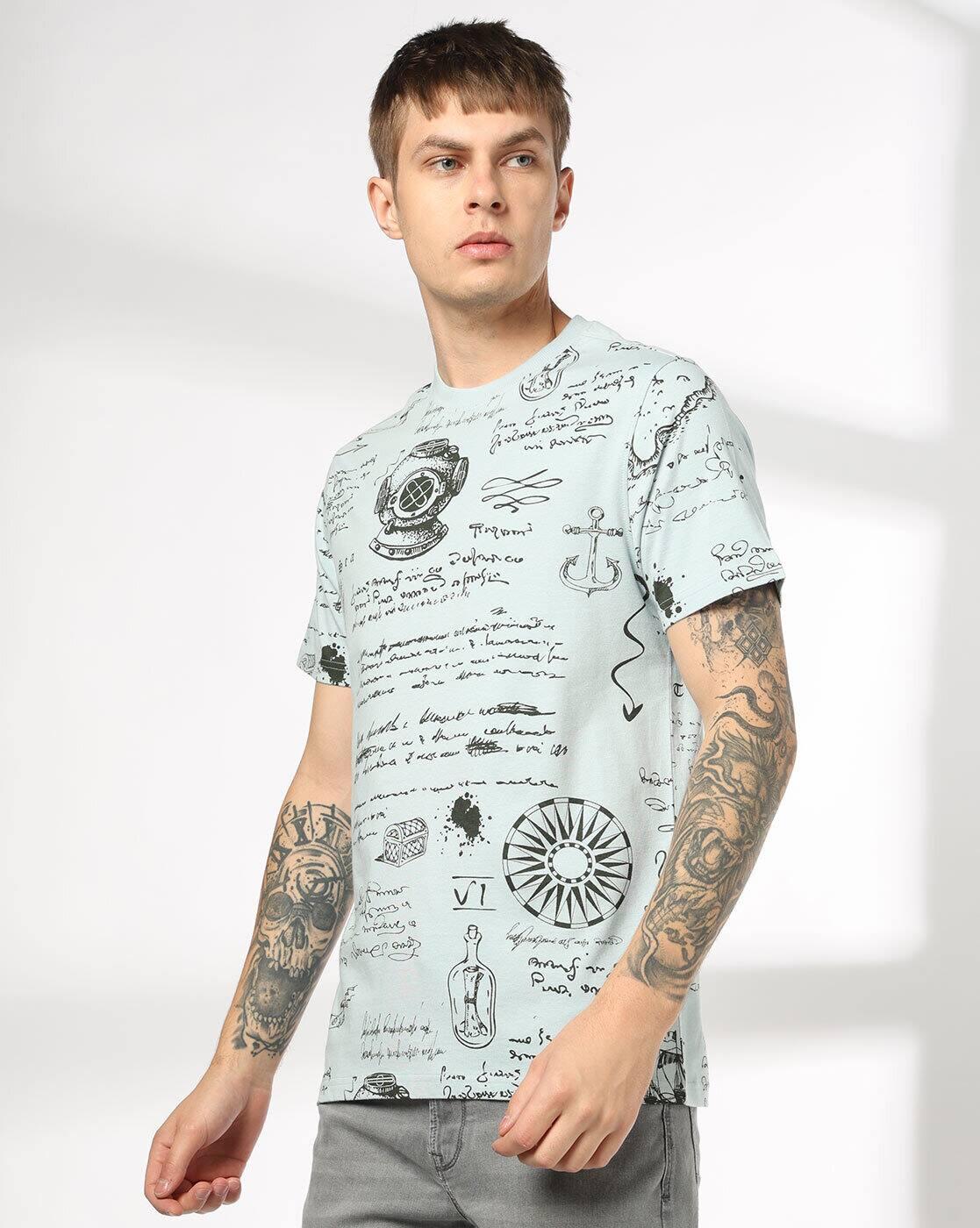 DNMX | Men All-Over Print Regular Fit Crew-Neck T-Shirt|1