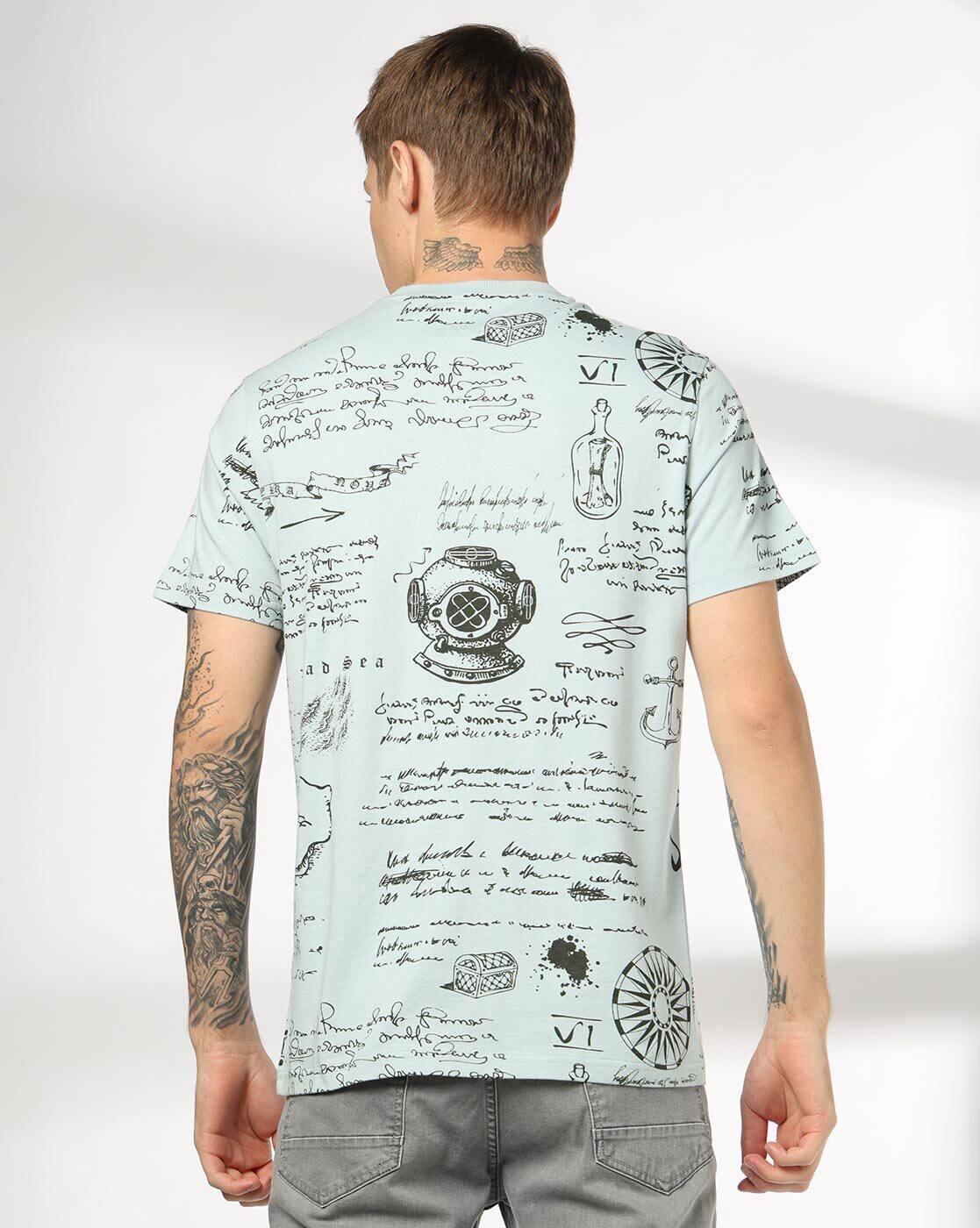 DNMX | Men All-Over Print Regular Fit Crew-Neck T-Shirt|2