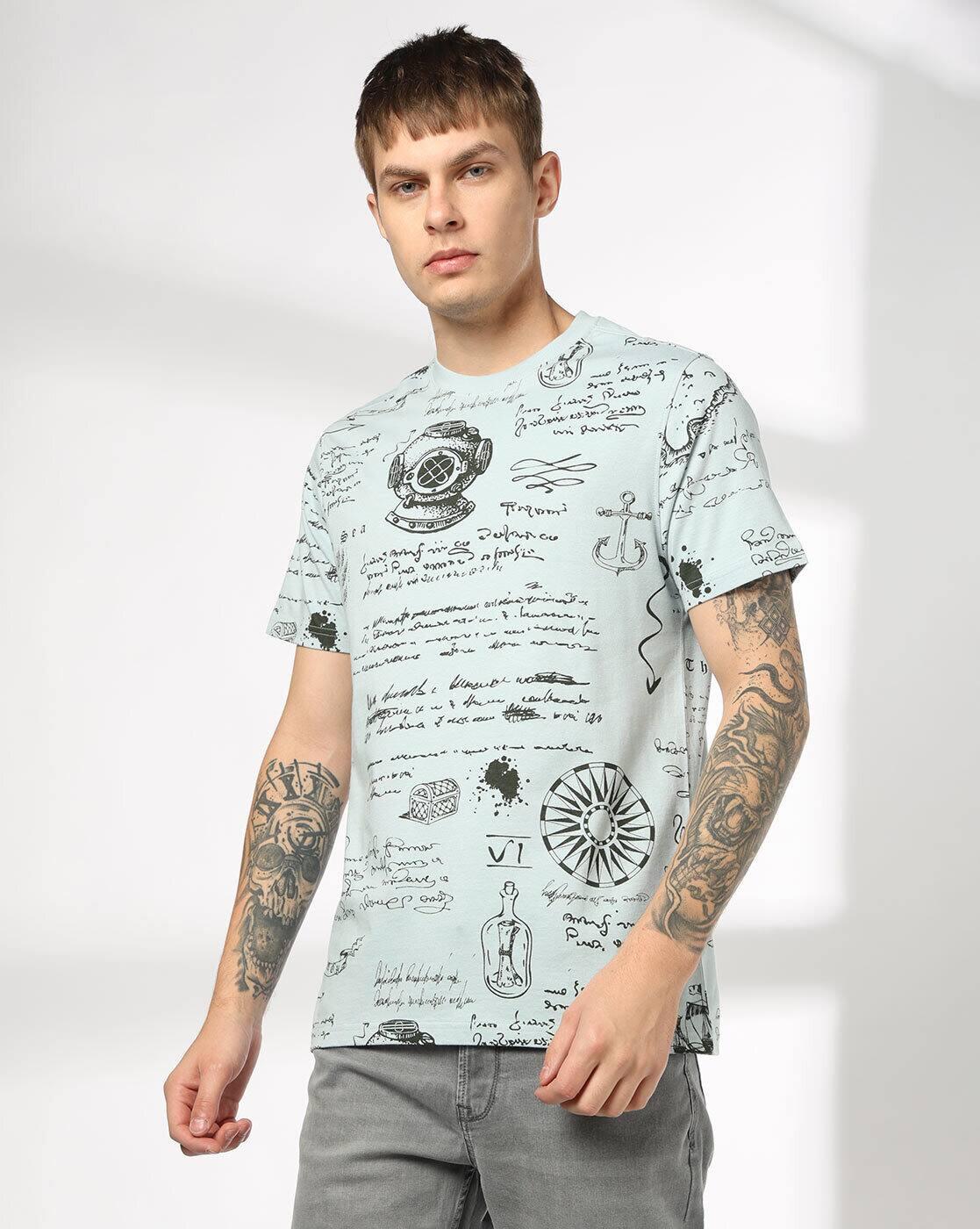 DNMX | Men All-Over Print Regular Fit Crew-Neck T-Shirt|3