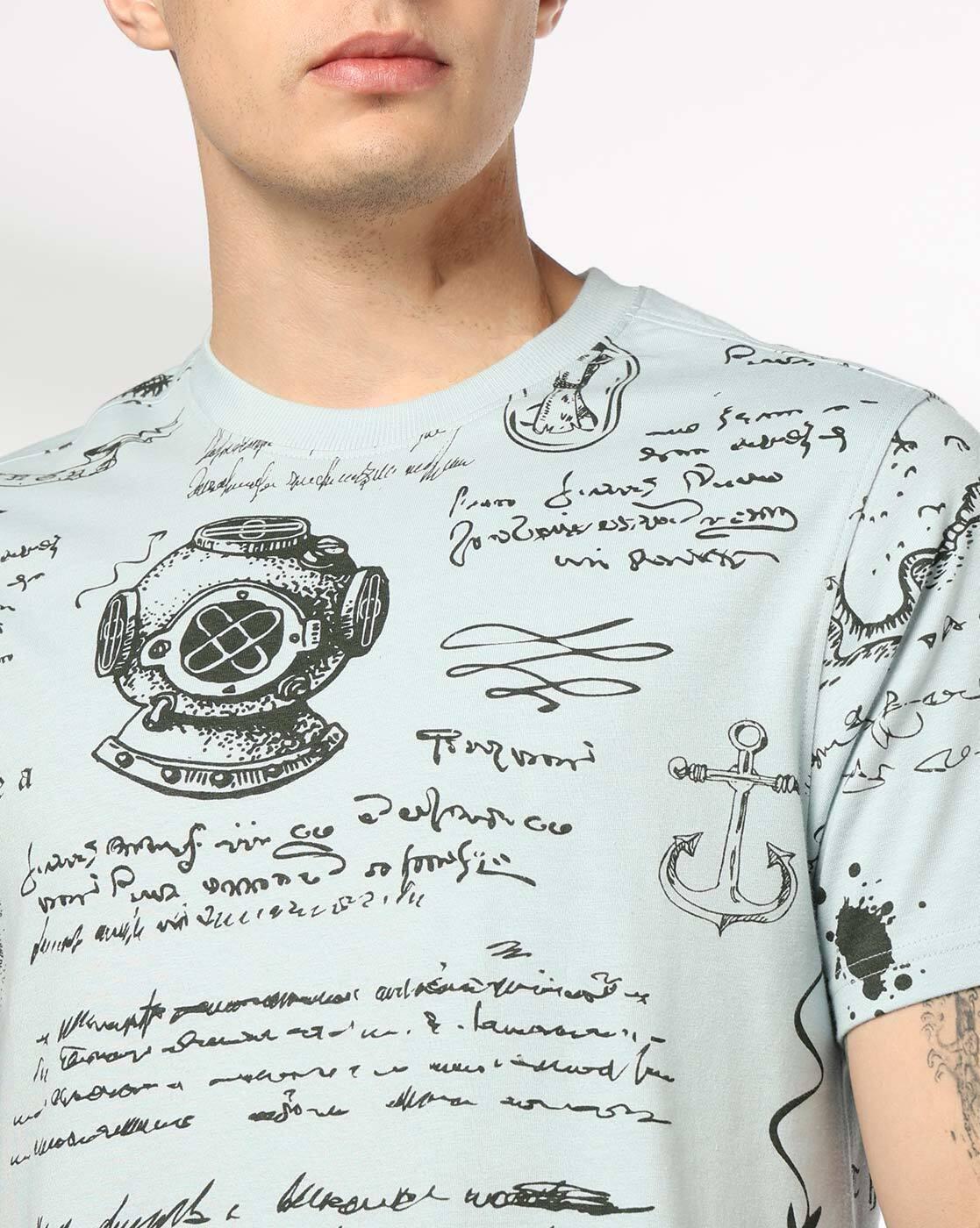 DNMX | Men All-Over Print Regular Fit Crew-Neck T-Shirt|4